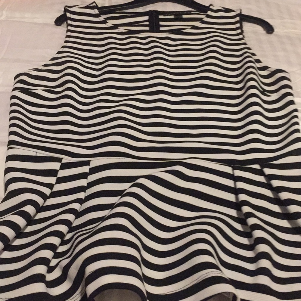 Black and white striped peplum top by attention